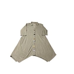 Soft Surroundings Dress Women Small Green Cotton Danielle Button Unique Buttons
